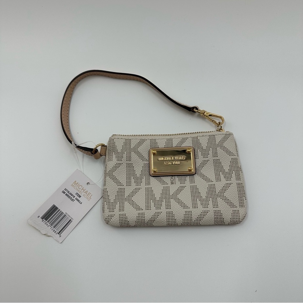 Michael Kors White Wristlet Wallet with Gold Detailing – NWT - Picture 1 of 6